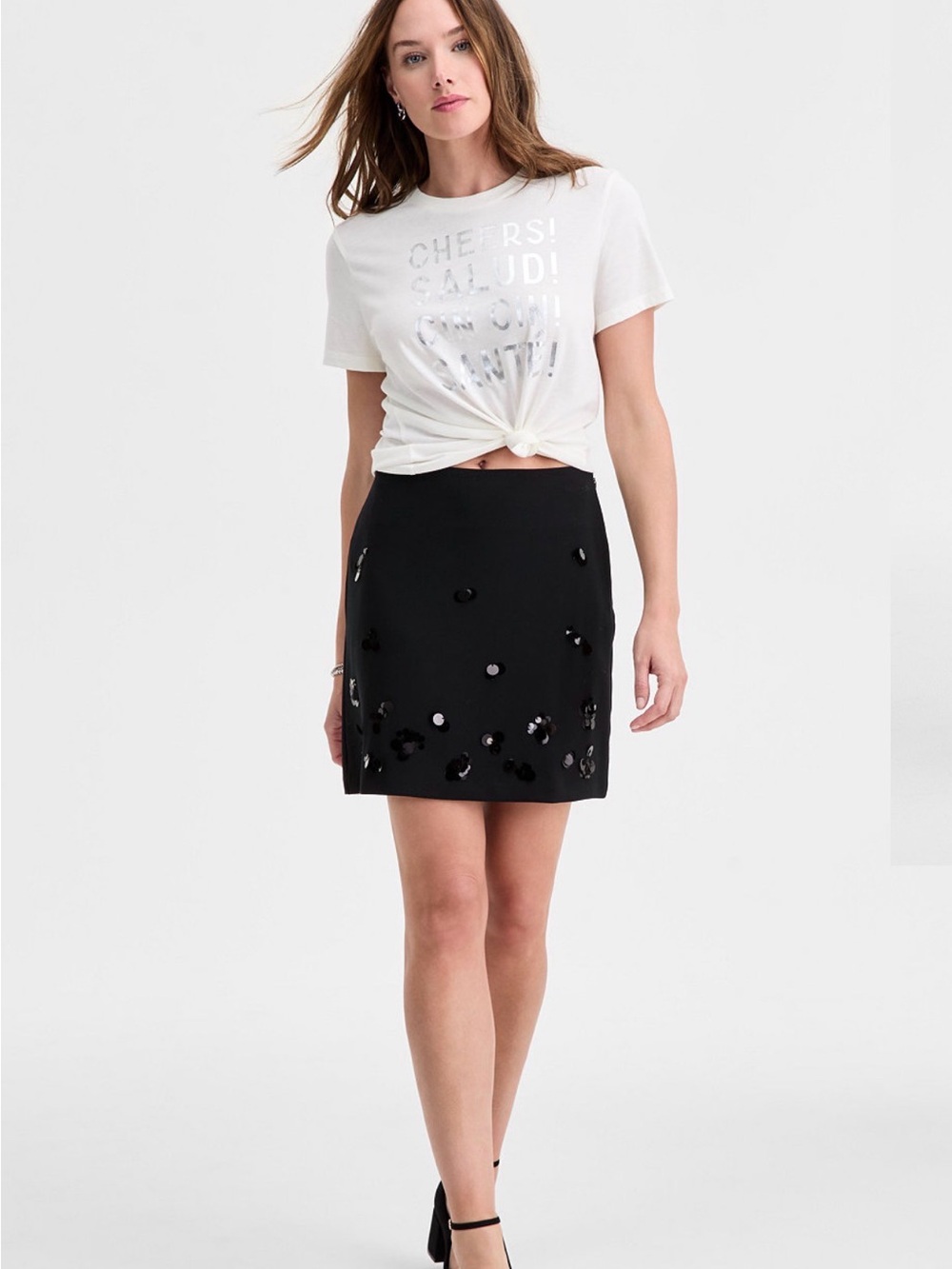 Black Sequin Mini Skirt - Sleek Evening Style